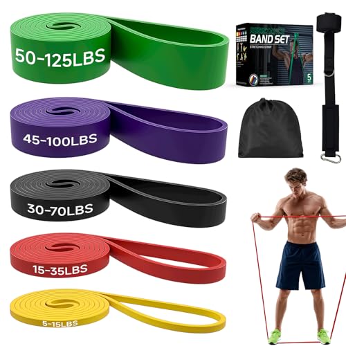 Pull Up Assistance Bands, Heavy Duty Exercise Bands for Working Out - color: yellow+red+black+purple+green