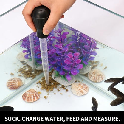 Aquarium Siphon Water Changer - Blue & Black Gravel Vacuum Cleaner Tool Kit for Fish Tanks