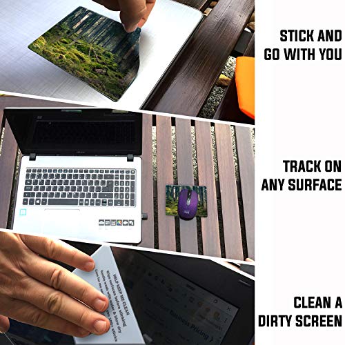 Mouse Pad Adhesive Bottom - Sticks to Any Surface - Portable - Webcam Covers and Screen Cleaner Included (Moss Forest) - color: MOSS FOREST