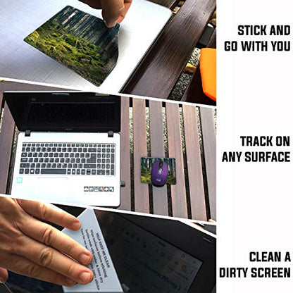 Mouse Pad Adhesive Bottom - Sticks to Any Surface - Portable - Webcam Covers and Screen Cleaner Included (Moss Forest) - color: MOSS FOREST