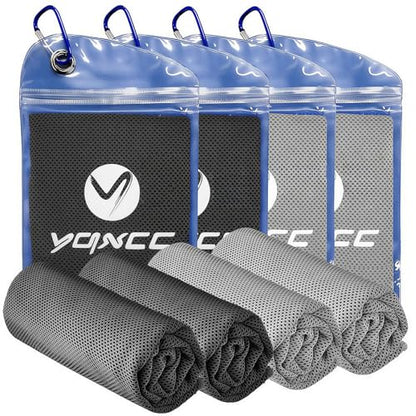 YQXCC 4 Pack Cooling Towels (40"x12"), Ice Cool for Neck & Face - color: 2 Light Gray/ 2 Dark Gray