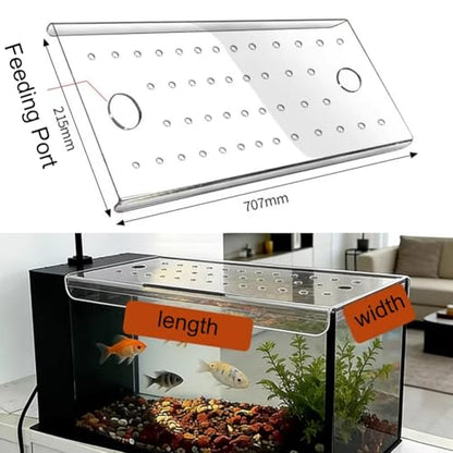 Aquarium Acrylic Canopy with Feeding Port, Adjustable Ventilation Lid, Jump-Proof Fish Tank Cover, Durable Pet Protection, Ideal for Aquatic Life - size: 70.7x21.5cm