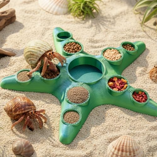 Hermit Crab Food and Water Dishes, 2 Pcs 10-Grid Feeding Bowls, Reptile Tank Accessories for Lizards, Snakes, Frogs and Small Pets