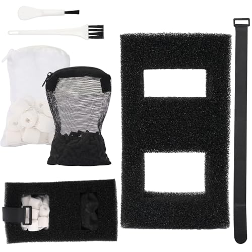 Aquarium Filter Media Kit for Fluval SPEC EVO Betta & Flex Desktop Tank Series, Including Filter Cotton Carbon Filtering Refills Ceramic Rings Filtration Cord & Brushes