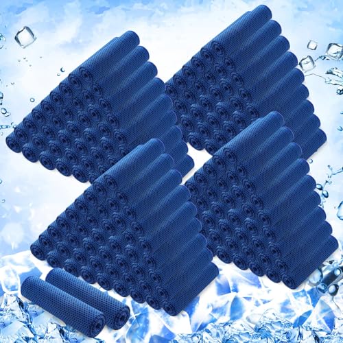 Hosuly 200 Pack Cooling Towels Bulk 40"x12" Cooling Rags for Neck and Face Ice Sweat Towels Breathable Microfiber Workout Cloth for Gym Yoga Golf Sport Running(Blue) - color: Blue
