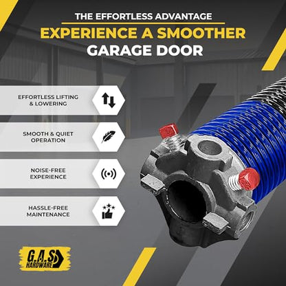 Garage Door Torsion Spring Replacement 2" Pair 262x2x36 with Winding Bars, 1" Steel Bearing, Gloves & Wrench Precision E-Coating Heavy Duty 5-Year Warranty Min 30,000 Cycles