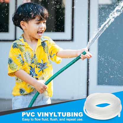 PATIKIL PVC Vinyl Tubing, 3/8"ID x 1/2"OD Flexible Clear Plastic Tube with 2 Hose Clamps, Hose Line Pipe for Multipurpose Industrial Vinyl Aquarium, 33FT - size: 3/8" ID 33FT