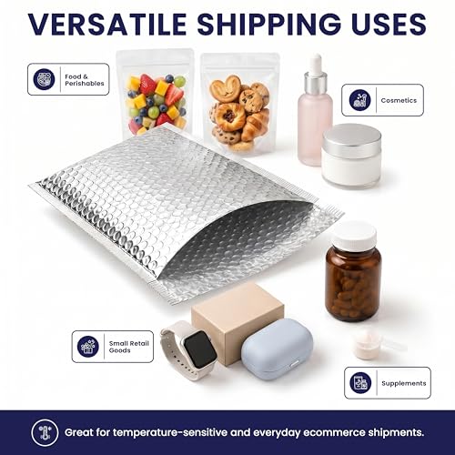 100-Pack Insulated Silver Thermal Bubble Mailers 18 x 23 - Waterproof Metallic Foil Self-Sealing Padded Envelopes for Cold Shipping, Perishables, Food, Cosmetics, Pharmaceuticals - size: 18 x 23 | 100 Qty