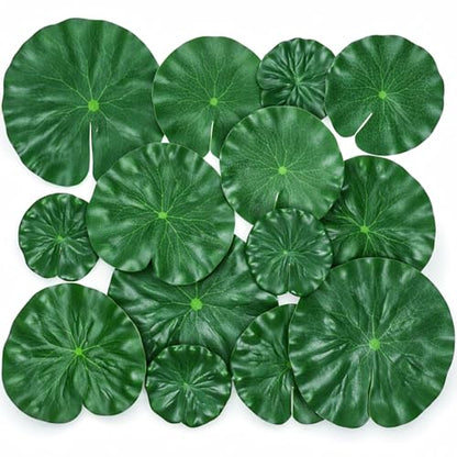 16 Pcs Lily Pad Decor, Lily Pad, Artificial Floating EVA Lotus Leaves for Koi Fish Pool Patio Aquarium (Green)