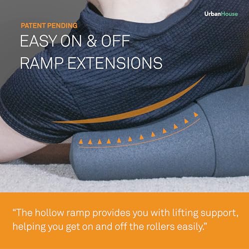 UrbanHouse 22-Inch Neoprene Foam Back Roller with Build-in Ramp Extension for Entry Level - Gentle Medium Soft Density for Senior, Beginniners & Physical Theropy - Yoga, Pilates, Pain Relief