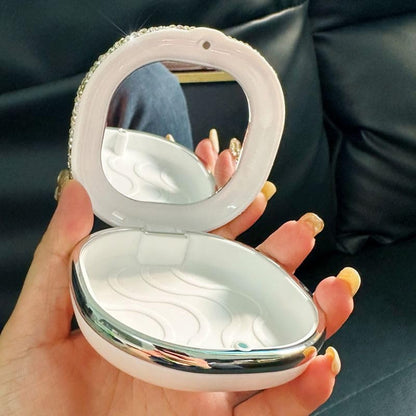 Retainer Case, Mouth Guard Case with Mirror Compatible with Invisalign, Night Guard Box Orthodontic Retainer Box Magnetic Denture Holder (White)