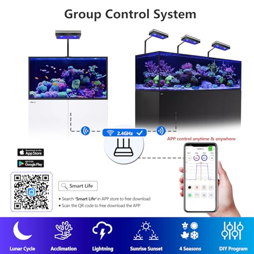 RL180 WiFi Full Spectrum Reef Light 180W Marine Reef LED Aquarium Light Saltwater Aquarium Fish Tank Lamp (RL180 with Arm Kit) - size: RL180 With Arm Kit