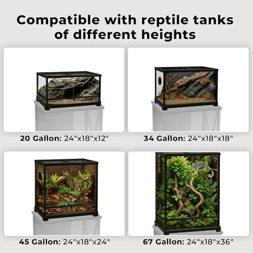 Herture 45-67 Gallon Reptile Tank Stand with Power Outlet, Terrarium Stand with Storage Cabinet, 24" Wx18 D Tabletop, Reptile Terrarium, Rustic Brown PG12XYN - color: Rustic Brown, size: 24x18"-46-67 Gallon