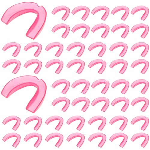 Kathfly 50 Pcs Football Mouth Guards Bulk Sports Mouthpieces | Team Youth Adult Teenager Teeth Protection Armor Accessories, Football Boxing Basketball Hockey, Silicone, Multiple Colors - color: Pink