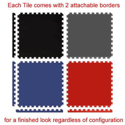 American Floor Mats - Interlocking Puzzle Exercise Gym Mats: Premium Foam Tiles, Wood Foam Tiles, Extreme Foam Tiles - color: Ultimate Red/Royal Blue, size: 3/4" Thick - 100-Pack (400 Sq Ft)