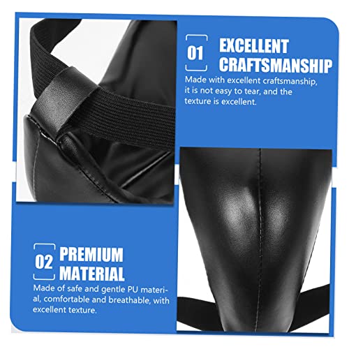 Professional Groin Protector Wear Resistant PU for Boxing Training Black
