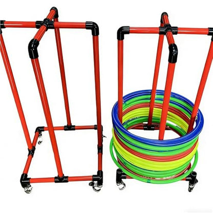 Simple PVC Hula Hoop Holder with Wheels, Outdoor Hoop Stand, Space-Saving Equipment Holder for Home, Gym, No Hula Hoop - color: 19.7in