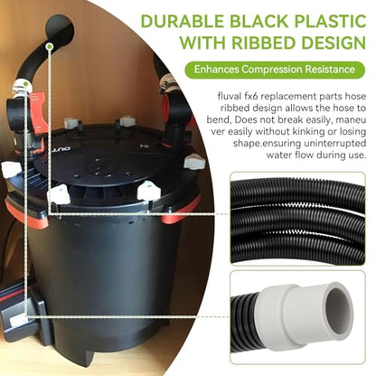 A20236 Ribbed Hosing Replacement for Fluval FX2/FX4/FX6 Canister Filters (A214, A218 and A219), Aquarium Filter Replacement Part, 13.25FT, Easy to Replace