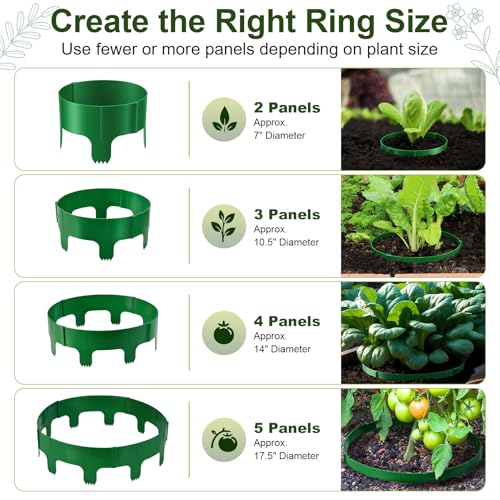 18 Panels Planting Grow Rings, Diameter Range 7-17.5 Inches, Garden Rings for Flowers, Vegetables, Seedlings, Pots, Planters and Garden Beds, Helps Separate Rock and Define Planting Spaces - size: 10.5in-6 panels