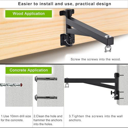 BeneLabel Heavy Bag Hanger for Punching Bag Beam Mount Hardware 360° Rotation Boxing Bag Ceiling Mount I-Beam Hanger for Hanging Heavy Punching Bags Wall Hangers - color: 61cm(24인치) 블랙 벽걸이 (전용)