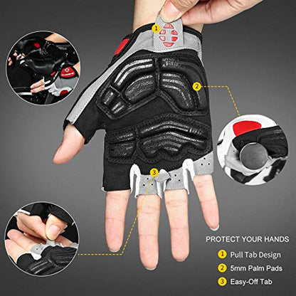 INBIKE 5mm Padded Half Finger Bike Bicycle Cycling Gloves - color: Red, size: X-Large
