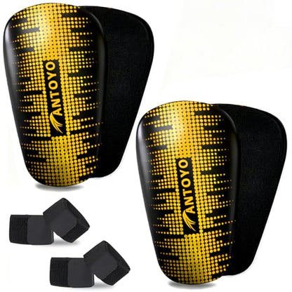 Mini Shin Guards Soccer Kids,Small Protective Gear with Fixed Straps - color: Golden Stars, size: M(H: 4.5 in,W: 2.9 in)