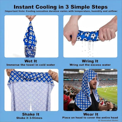 Cooling Hooded Towel for Soccer Fans & Outdoor Work, Black - color: Black