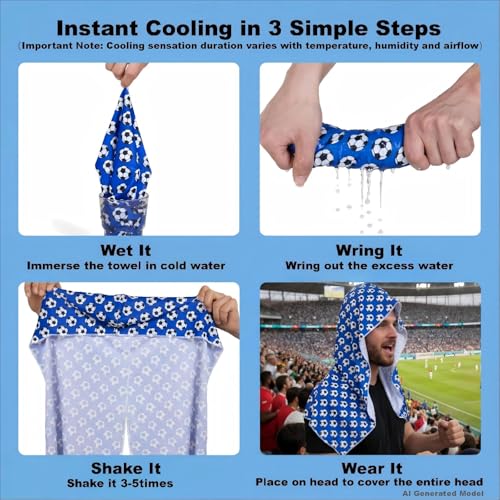 Cooling Hooded Towel for Soccer Fans & Outdoor Work, Sky Blue - color: Sky Blue