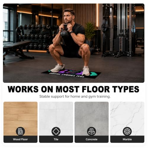 Squat Mat with Foot Position, Non-Slip Workout Mat for Safe Squat - color: Purple Black