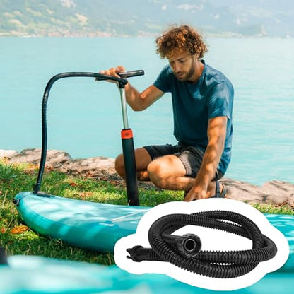 Paddle Board Pump Hose SUP Adapter Set - Inflation Tube Corrugated Plastic Hand Pump Valve Connector Swivel, Replacement Accessory for Inflatable Boat Raft Kayak Surfboard Mattress, Black