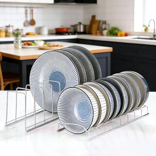 8-Tier Pot Lid Organizer for Cabinet, Stainless Steel Lid Rack Holder, Vertical Pot Lids Organizer for Bakeware Cutting Boards Pans Trays, Kitchen Pantry Cabinet Storage Rack (2PCS-Bowl Rack) - size: 2PCS-Bowl Rack