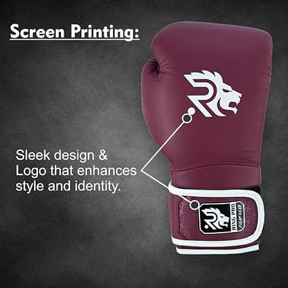 Ring Pro Leather Boxing Gloves with Strap – Premium for Training, Sparring, MMA, Kickboxing, Muay Thai (Unisex) - color: Maroon, size: 16 oz