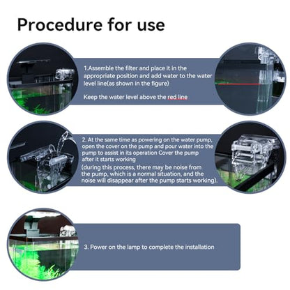 1.5 Gallon Aquarium Starter Kits - Plastic Fish Tank Kit Clear Beta Fish Tank Small with Filteration Oxygenation, Water Circulation, Lighting - Beginner's Gift for Guppy, Shrimp, Goldfish
