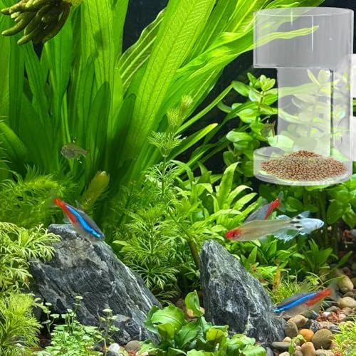 Clear Fish Tank Feeding Tray with Suction Cup Feeding Tube Aquarium Divider Supplies Breeder Box for Food Tanks Bowls(Round)