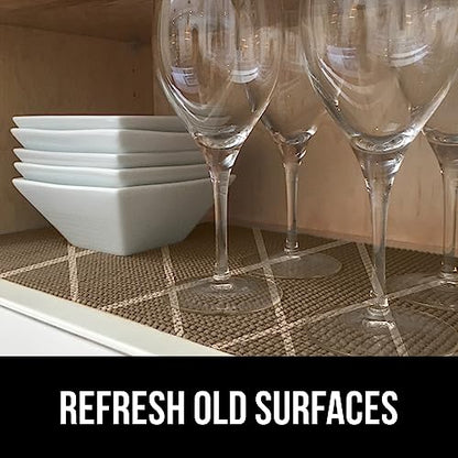 GORILLA GRIP powerGRIP Drawer Shelf and Cabinet Liner, Thick Strong Hold, Non-Adhesive Liners Protect Kitchen Cabinets and Cupboard, Bathroom Drawers, Easy Install, Breathable Mat, 12" x10', Beige - color: Diamond: Beige/Ivory, style: 12" x 10'