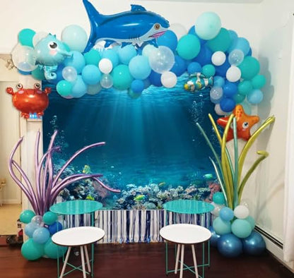 7x5ft Underwater World Backdrop Fabric Under The Sea Photography Backdrops Tropical Fish Coral Deep Ocean Sunlight Seabed Background Undersea Baby Shower Birthday Party Decoration Photo Props