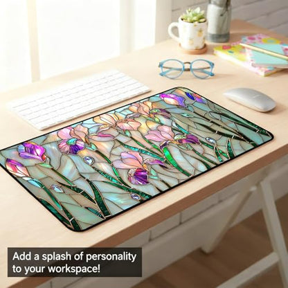 Colorful Flower Desk Mat Mouse Pad XXL, Plant Extended Large Game Mouse Pads, Desktop Mat Computer Laptop Keyboard Mat, Women's Desk Protector Mat,Desk Matt Office 31.5"X15.7"