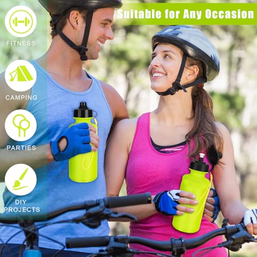 Zubebe 36 Pcs Sports Water Bottles Squeeze Bulk 21 oz | Reusable Plastic Water Bottles with Carry Strap, Back to School Supplies Summer Team Gifts for Students Travel Hiking Cycling - color: Fluorescent Green