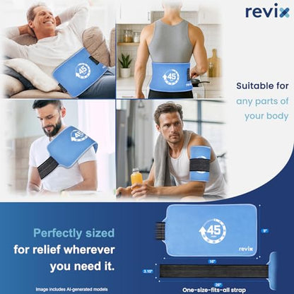 REVIX Large Ice Packs for Injuries Reusable, 45-Min Cold Therapy, 16 × 9" - size: Large 16 × 9 Inch