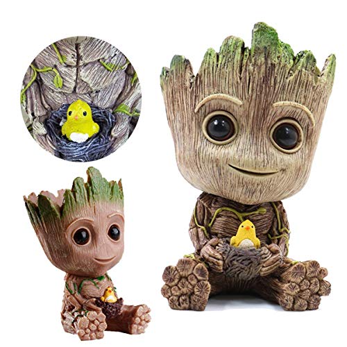 TEEMO Aquarium Groot Air Bubbler Decorations, Air Bubbler Resin Brown Decorations for Fish Tank.