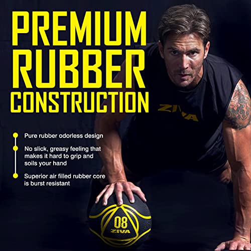 ZIVA Medicine Ball – Durable Rubber Weighted Ball with Easy-Grip Textured Shell for Core, Balance and Strength Training – Commercial Quality (Black, 4–20 lb) - style: 15lb Black+Gray