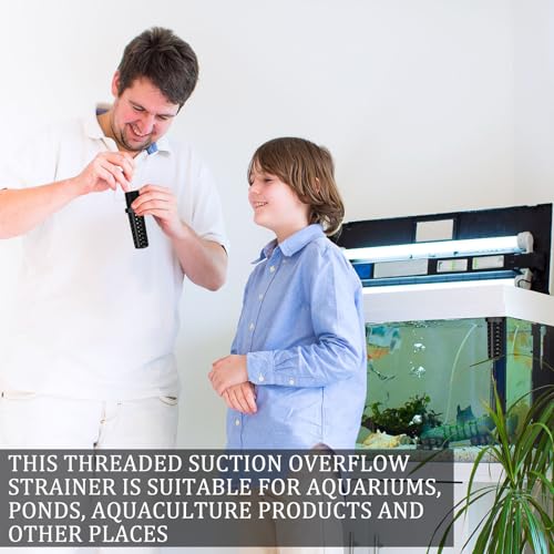 3 Pcs Threaded Suction Overflow Strainer, 3/4 Inch Screen Strainer, High Impact Resistant Gray Black PVC, Drain Fitting Connectors for Fish Aquariums and Permeable Vent Cap for Aquarium