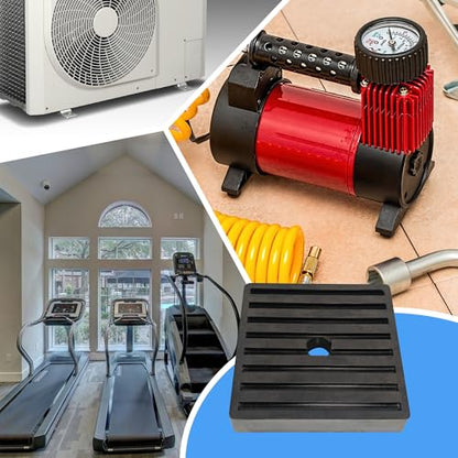 Shock Pad Anti Vibration Pads for Air Compressor or Equipment Solid Rubber, Heavy Duty EVA Mechanical, HVAC, Air Conditioner, Washer and Dryer, Treadmills Anti-Vibration Isolation Pad 4 X 4 X 7/9