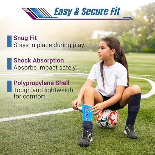Vizari Soccer Shin Guards with Ankle Protection for Kids, Youth, Adult Sizes - Lightweight & Durable Shinguards for Boys, Girls, Toddlers (Ages 3+) - size: Large