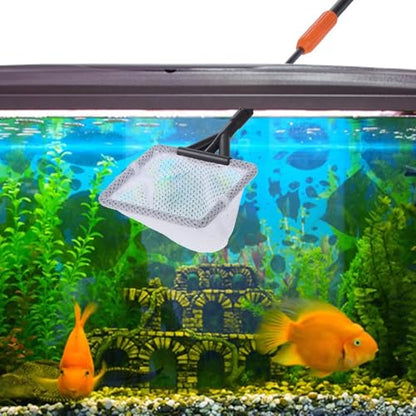 6 in 1 Fish Tank Cleaner Aquarium Cleaning Tool with Long Telescopic Handle, Scraper, Fishing Net, Sponge Cleaning Brush, Sand Rake for Fish Tank Maintenance.