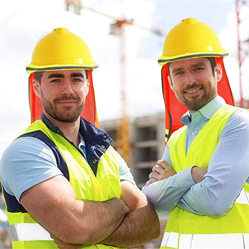 Evridwear High Visibility Neck Sun Shield with Reflective Stripe, Safety Hard Hat Shade with Breathable Mesh Elastic Band for Construction, Outdoor Activities, Landscaping from UV | 2 Pack,Reflective Stripe,Breathable Mesh Elastic Band,UV Protection for C