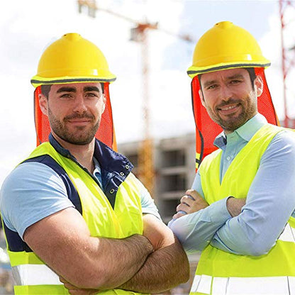 Evridwear High Visibility Neck Sun Shield with Reflective Stripe, Safety Hard Hat Shade with Breathable Mesh Elastic Band for Construction, Outdoor Activities, Landscaping from UV | 2 Pack,Reflective Stripe,Breathable Mesh Elastic Band,UV Protection for C