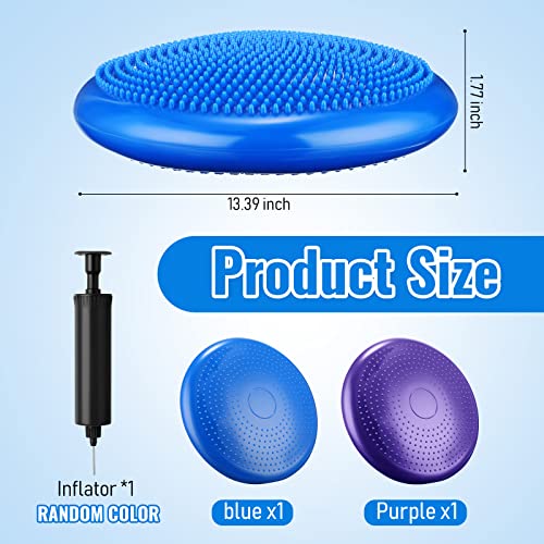 Outus 2 Pcs Balance Disc Kids Inflated Wobble Cushion - color: Blue,Purple