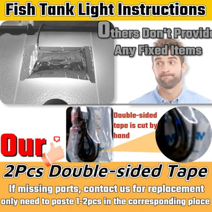 Small Fish Tank Light,LED Aquarium Light 0.6W 5V 2.4x0.8 Inch 1m USB Cable with Double Sided Tape, Small Aquarium Light Fish Tank Lamp for Small Aquarium or Office Desk Fish Tank