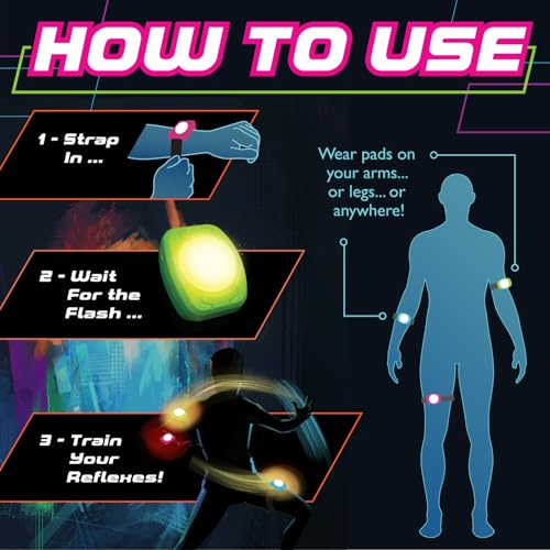 MindWare Flex Flash Reflex Training Game for Kids & Adults | Flex Flash Reflex Training Game. Includes 3 strap expanders and rules (requires 6 aaa batteries. Ages 6+.